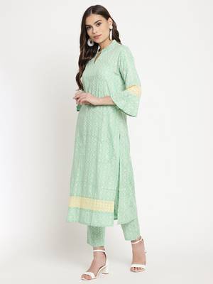 Green printed viscose ethnic-kurtis 2