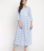 White printed viscose ethnic-kurtis
