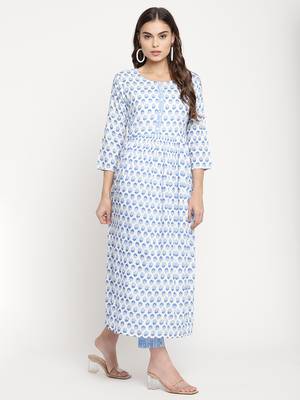 White printed viscose ethnic-kurtis 4