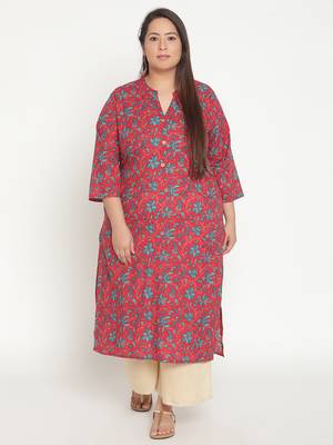 Pink printed cotton ethnic-kurtis
 1
