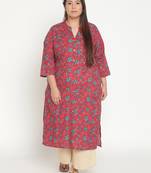 Pink printed cotton ethnic-kurtis

