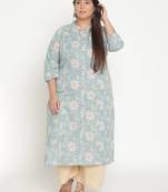 Green printed cotton ethnic-kurtis
