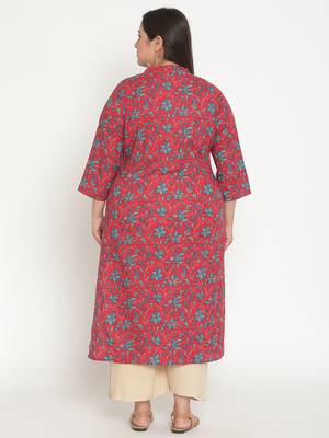 Pink printed cotton ethnic-kurtis
 4