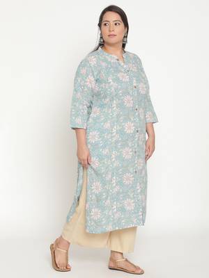 Green printed cotton ethnic-kurtis
 3