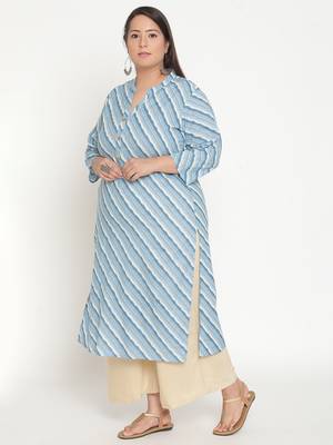Blue printed cotton ethnic-kurtis
 1