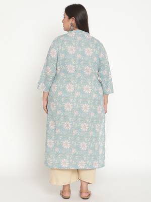 Green printed cotton ethnic-kurtis
 4