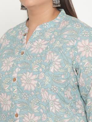 Green printed cotton ethnic-kurtis
 5