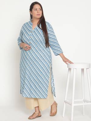 Blue printed cotton ethnic-kurtis
 3