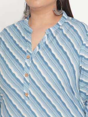 Blue printed cotton ethnic-kurtis
 5