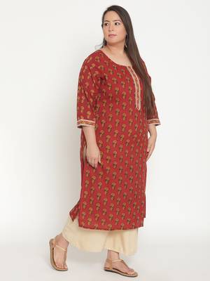 Red printed cotton ethnic-kurtis
 3