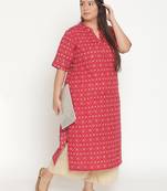 Red printed cotton ethnic-kurtis