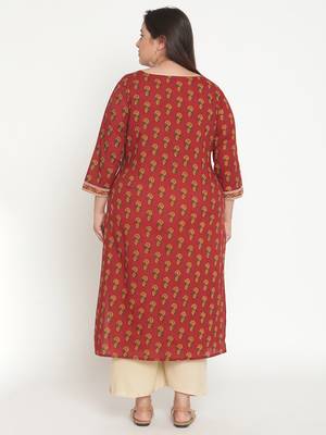 Red printed cotton ethnic-kurtis
 4