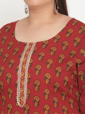 Red printed cotton ethnic-kurtis
 5