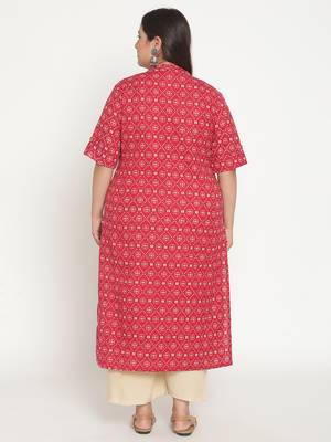 Red printed cotton ethnic-kurtis
 4