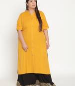 Yellow plain cotton ethnic-kurtis
