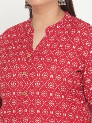 Red printed cotton ethnic-kurtis
 5