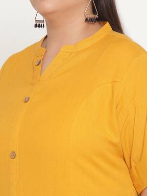 Yellow plain cotton ethnic-kurtis
 5