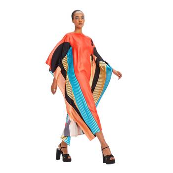 JSDC Casual Wear Women Digital Printed Geometric Pattern Satin Silk Kaftan  1