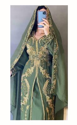 Royal Moroccan Dubai Beaded Kaftan Arabian Plus Size Abaya Party Fancy Dresses African Clothing Crystal Fancy Work 1