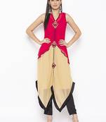 Purple
 embroidered georgette kurta &-sets