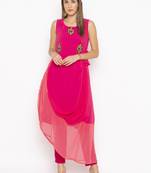 Pink
 embroidered georgette
 kurta &-sets