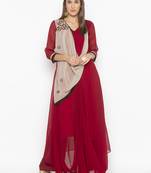 Maroon
 embroidered georgette
 kurta &-sets
