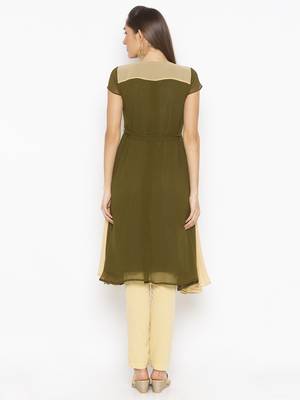 Green
 embroidered georgette
 kurta &-sets 4