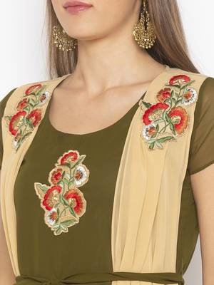 Green
 embroidered georgette
 kurta &-sets 5