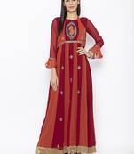 Maroon
 embroidered georgette kurta &-sets