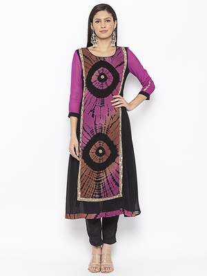 Purple
 embroidered georgette kurta &-sets 2