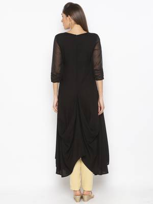 Black
 embroidered cotton kurta &-sets 4
