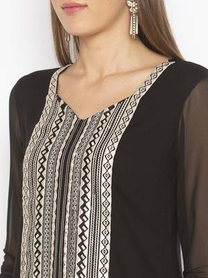 Black
 embroidered cotton kurta &-sets 5