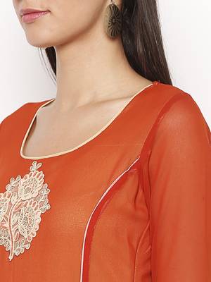 Brown
 embroidered georgette kurta &-sets 5