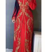 Red Georgette Zari Work Kaftan