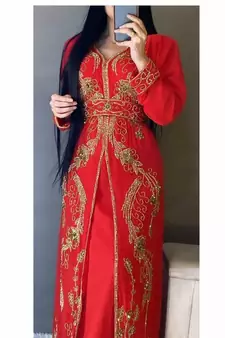 Red Georgette Zari Work Kaftan
