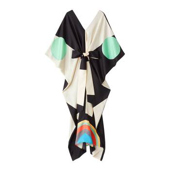JSDC V-Neck Belt Style Women Soft Satin Silk Printed Kaftan Kurta 2