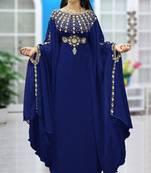 Royal Blue Georgette Mirror Work Kaftan