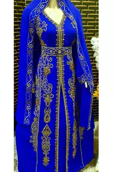 Blue Georgette Zari Work Kaftan