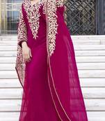Magenta Georgette Aari Work Kaftan