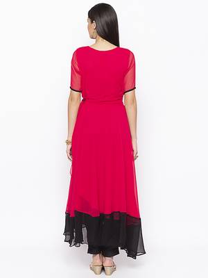 Rani-pink
 embroidered georgette kurta &-sets 4