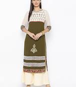 Green
 embroidered georgette kurta &-sets