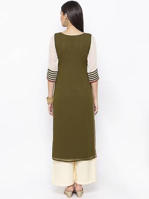Green
 embroidered georgette kurta &-sets 4