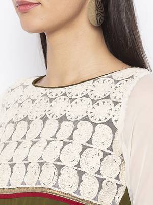 Green
 embroidered georgette kurta &-sets 5