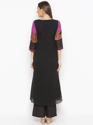 Purple
 embroidered georgette kurta &-sets 4