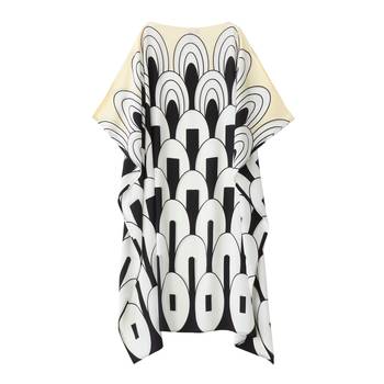 JSDC Geometric Boat Neck Style Silk Crepe Printed Women Kaftan 3