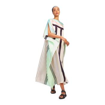 JSDC Women Printed Stripped Pattern Style Satin Silk Kaftan 1