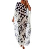 JSDC Premium Georgette Printed Geometric Pattern Style Women Kaftan