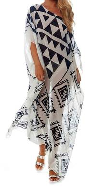 JSDC Premium Georgette Printed Geometric Pattern Style Women Kaftan 2