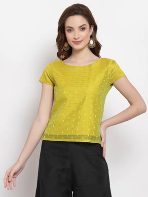 Desi Weavess Green Cap Sleeved top 1