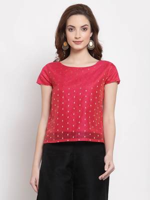 Desi Weavess Pink Cap Sleeved top 1